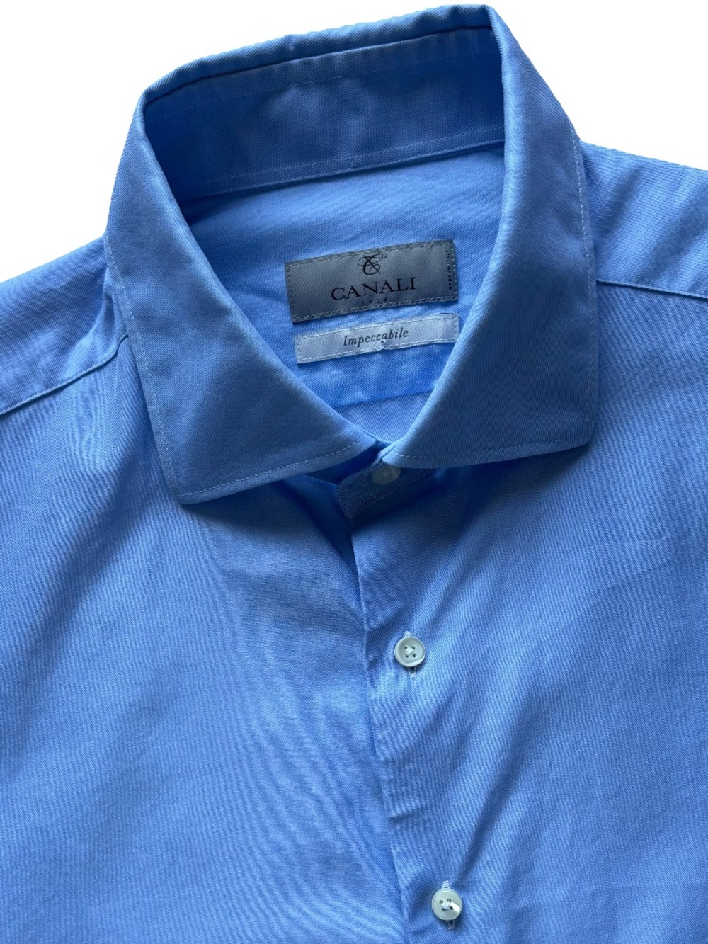 Canali Blue Impeccabile Cotton Button Up Long Sleeve Dress Shirt Size 16